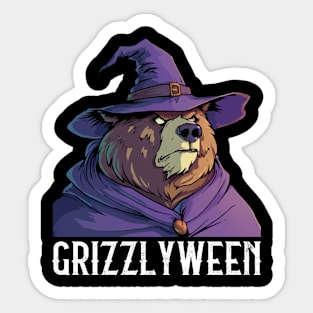 Grizzly as Witch - Grizzly Bear Halloween Sticker